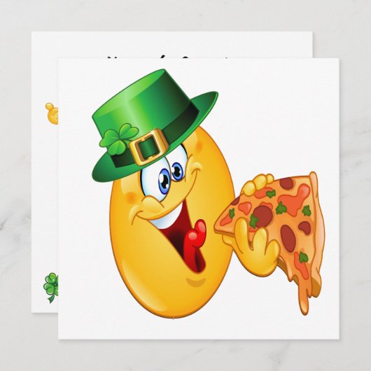 St. Patrick's Day Pizza Party Einladung (Vorne/Hinten)