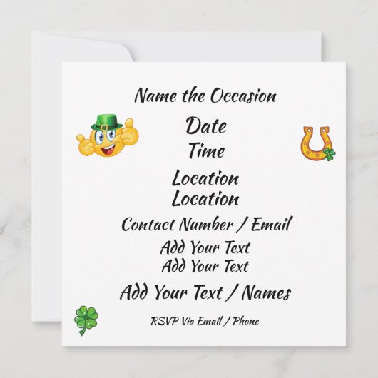 St. Patrick's Day Pizza Party Einladung (Rückseite)