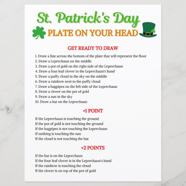 St. Patrick's Day Plate auf Ihrem Head Game (Vorderseite)