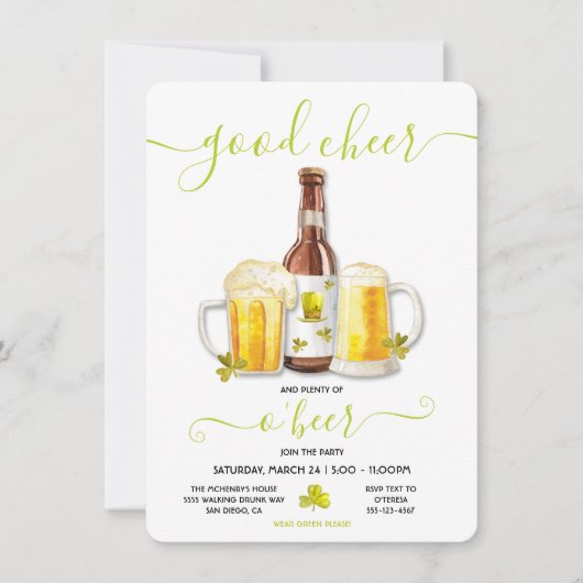 St. Patrick's Day Plenty of O Beer Party Einladung (Vorderseite)