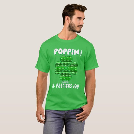 St Patricks Day Pop It Fidget Toy Lucky Kleeblatt T-Shirt (Vorne ganz)