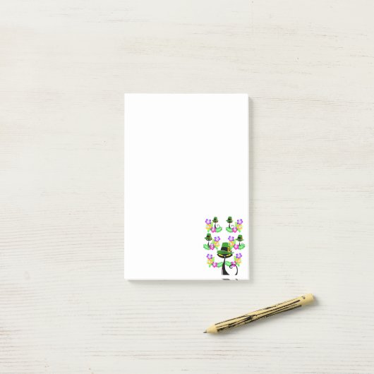 St. Patrick's Day Post it Notes Floral Cat Post-it Klebezettel (Auf Schreibtisch)
