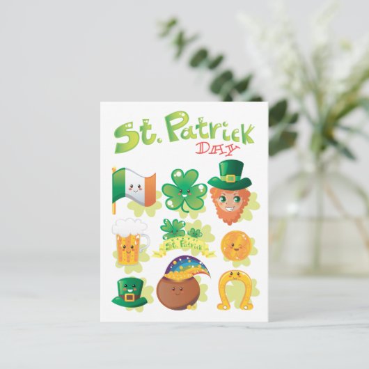 St. Patrick's Day Postkarte (Stehend Vorderseite)
