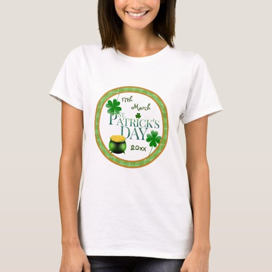 St Patrick's Day Pot o' Gold Kleeblatt T-Shirt (Vorderseite)
