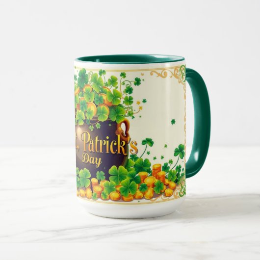 St. Patrick's Day Pot of Gold and Shamrock Tasse (VorderseiteRechts)