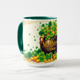 St. Patrick's Day Pot of Gold and Shamrock Tasse