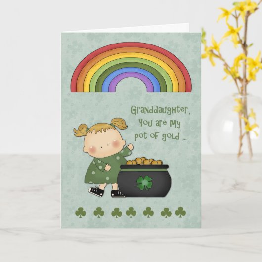St. Patrick's Day, Pot of Gold, Grandtochter Karte (Gelbe Blume)