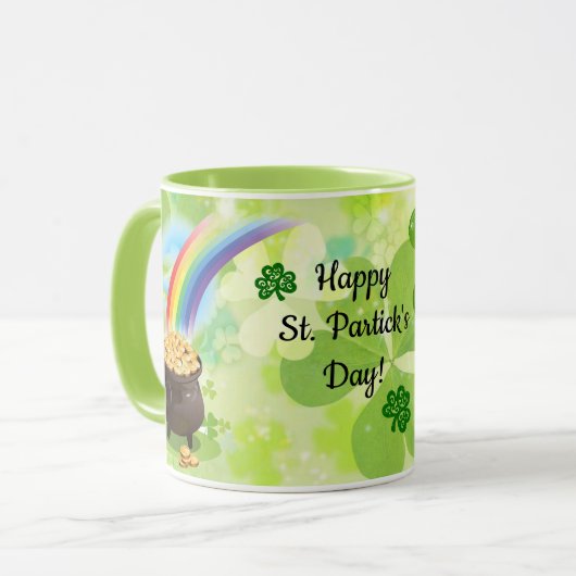 St. Patrick's Day Pot of Gold Leprechaun-Kaffee Tasse (Vorderseite Links)
