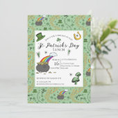 St Patricks Day Pot of Gold Lunch Einladung (Stehend Vorderseite)