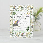 St Patricks Day Pot of Gold Lunch Einladung (Stehend Vorderseite)