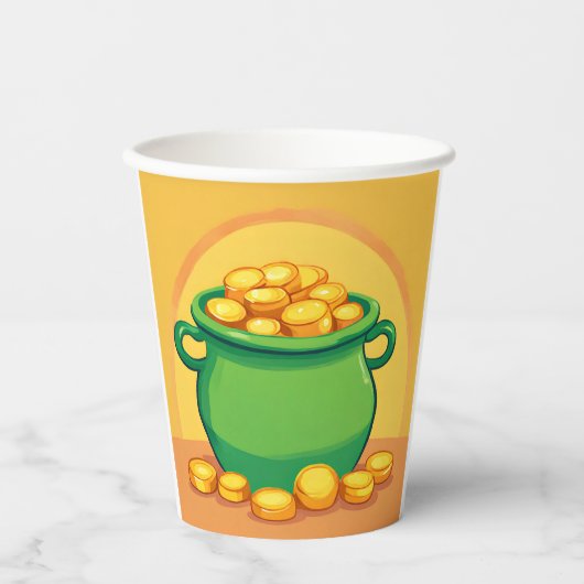St. Patrick's Day Pot of Gold Paper Cup Pappbecher (Vorderseite)