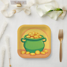 St. Patrick's Day Pot of Gold Paper Plate
