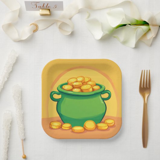 St. Patrick's Day Pot of Gold Paper Plate Pappteller (Hochzeit)