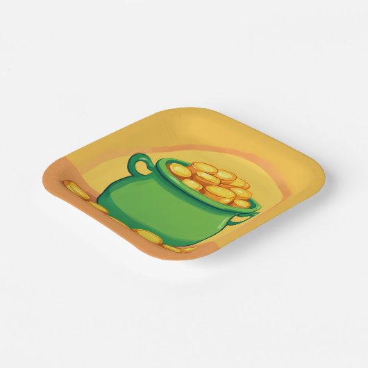 St. Patrick's Day Pot of Gold Paper Plate Pappteller (Gewinkelt)