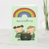 St. Patrick's Day, Pot of Gold, Rainbow, Kinder Karte (Vorderseite)