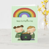St. Patrick's Day, Pot of Gold, Rainbow, Kinder Karte (Gelbe Blume)