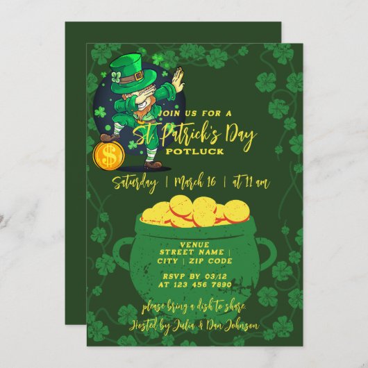 St. Patrick's Day Potluck St Patty's Block Party Einladung (Vorne/Hinten)