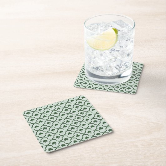 St. Patrick's Day Preppy Shamrock Clover Lattice Rechteckiger Pappuntersetzer (Vor Ort)