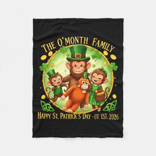 St. Patricks Day Punch Affe lustig süßes Tier Fleecedecke (Vorderseite)