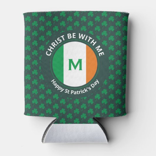 St Patricks Day Quote Monogram Kleeblatt Irish Fla Dosenkühler (Vorderseite)
