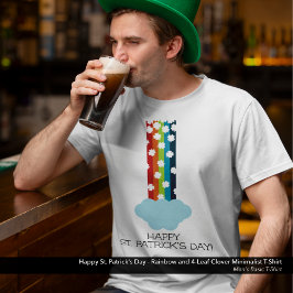 St. Patrick's Day Rainbow 4-Leaf Clover Minimalist T-Shirt