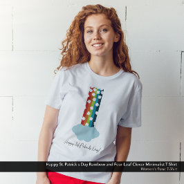 St. Patrick's Day Rainbow 4-Leaf Clover Minimalist T-Shirt