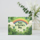 st Patricks Day Rainbow and Clover Blätter Postkar Postkarte (Stehend Vorderseite)