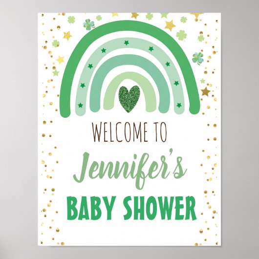 St Patrick's Day Rainbow Baby Dusche Begrüßungszei Poster (Vorne)