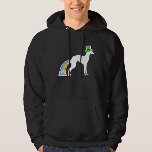 St Patrick's Day Rainbow Dog  Italian Greyhound Hoodie (Vorderseite)