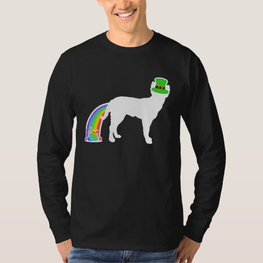 St Patrick's Day Rainbow Dog Mudi T-Shirt (Vorderseite)