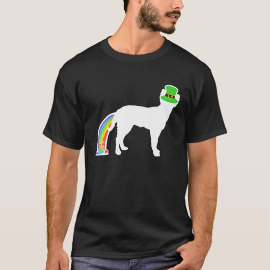 St Patrick's Day Rainbow Dog Mudi T-Shirt (Vorderseite)