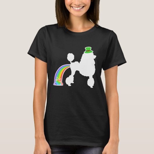 St Patrick's Day Rainbow Dog  Poodle T-Shirt (Vorderseite)