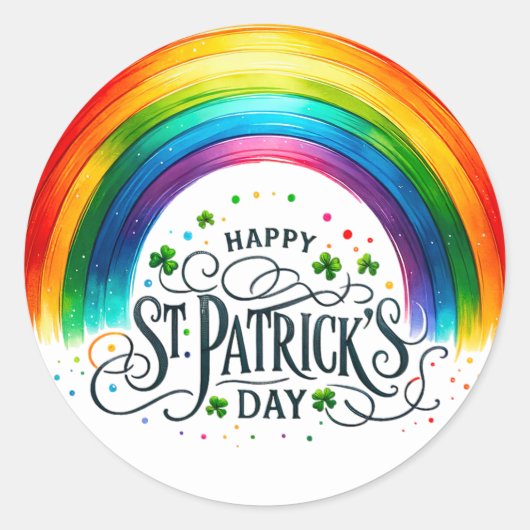 St Patricks Day Rainbow Kleeblatts Illustration Runder Aufkleber (Vorderseite)