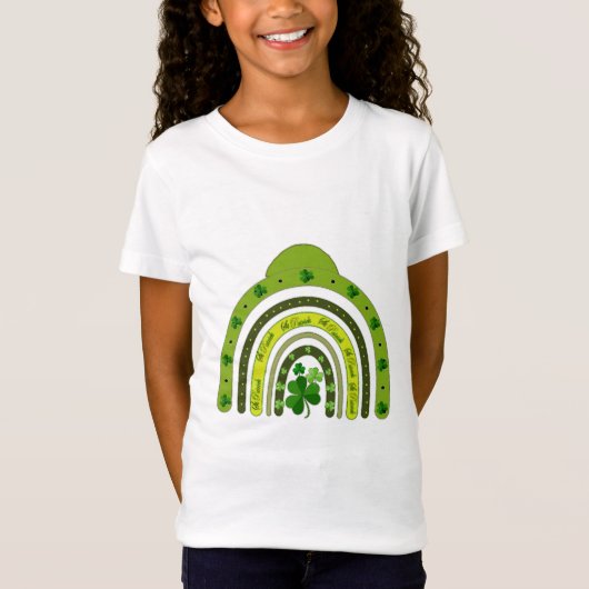 St. Patricks Day Rainbow Kleeblatts Lucky Girl T-Shirt (Vorderseite)
