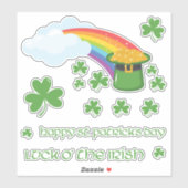 St. Patrick's Day Rainbow mit Gold und Kleeblätter Aufkleber (Blatt)
