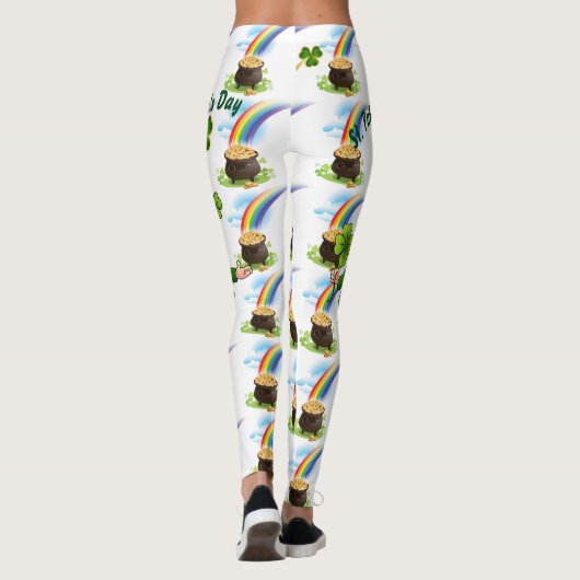 St Patrick's Day Rainbow Pot of Gold Leprechaun Leggings (Rückseite)