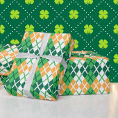 St. Patrick's Day Raute Kariert-Grün-Orange Geschenkpapier
