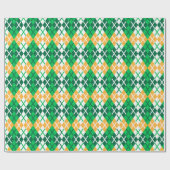 St. Patrick's Day Raute Kariert-Grün-Orange Geschenkpapier (Flach)