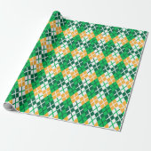 St. Patrick's Day Raute Kariert-Grün-Orange Geschenkpapier (Ungerollt)