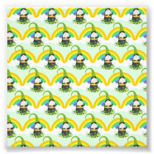 St. Patricks Day Regenbogen Leprechaun Glücksbring Fotodruck