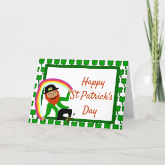 St. Patrick's Day Regenbogengold Kobobold Kleeblat Feiertagskarte