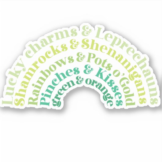 St. Patrick's Day Regenbogentypografie Aufkleber (Vorderseite)
