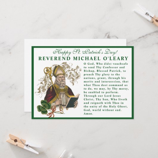 St. Patricks Day Religiöse Kleeblätter Karte (Vorderseite/Rückseite Beispiel)