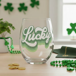 St Patrick's Day Retro Lucky Weinglas Ohne Stiel