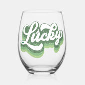 St Patrick's Day Retro Lucky Weinglas Ohne Stiel (Vorderseite)
