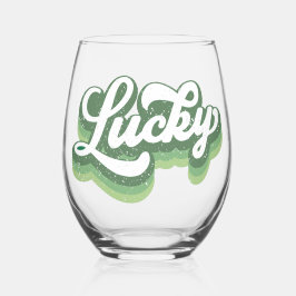 St Patrick's Day Retro Lucky Weinglas Ohne Stiel