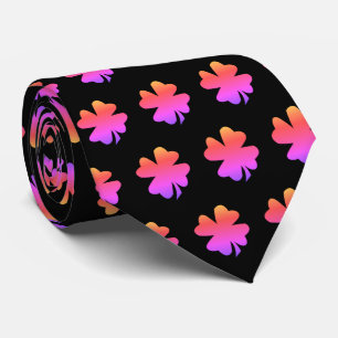 St. Patrick's Day Rosa Schwarzes Kleeblatt-Geschen Krawatte