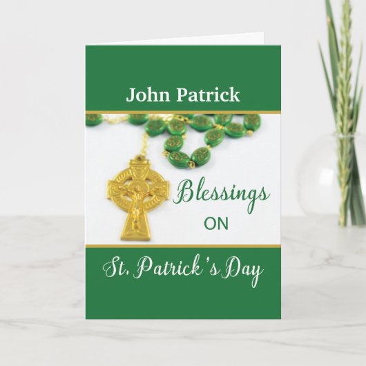 St. Patrick's Day Rosary Customize Name Religious Karte (Vorderseite)
