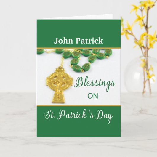 St. Patrick's Day Rosary Customize Name Religious Karte (Gelbe Blume)
