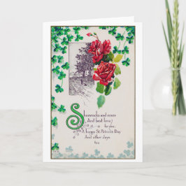 St. Patrick's Day Rose, Vintag Karte